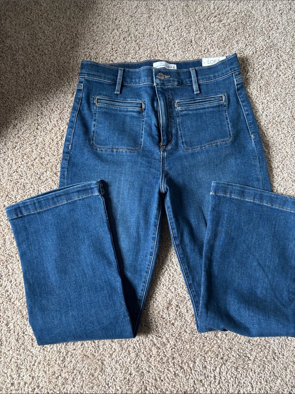 LOFT Wide Leg Jeans - Medium Blue Denim